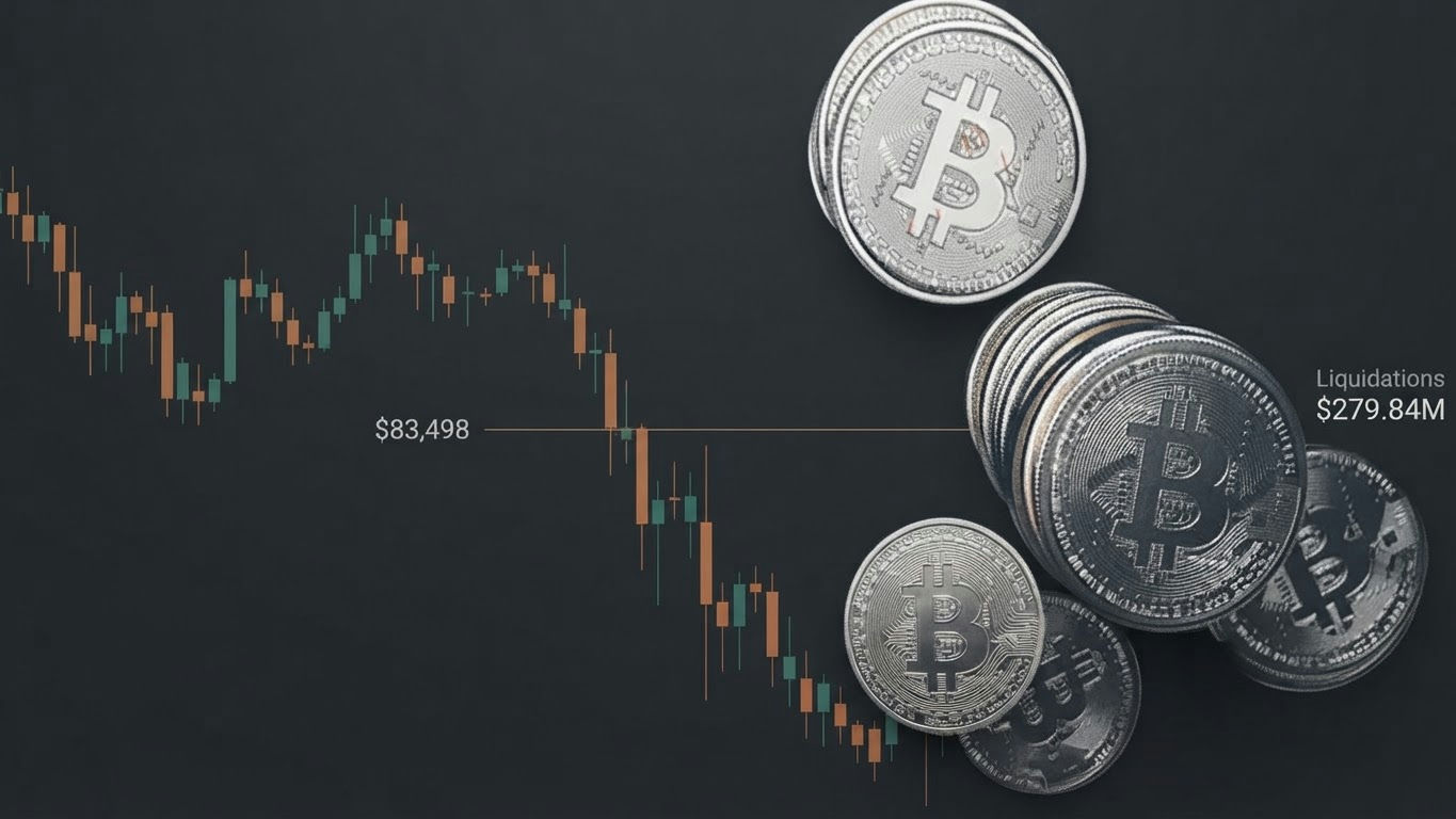 Bitcoin corrige sous 84 000 $, 280 M$ de positions liquidées