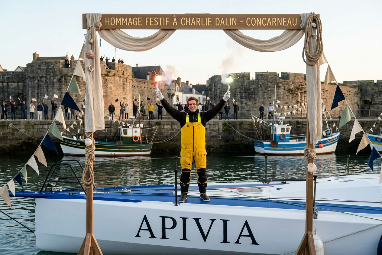 Hommage festif et original à Charlie Dalin à Concarneau