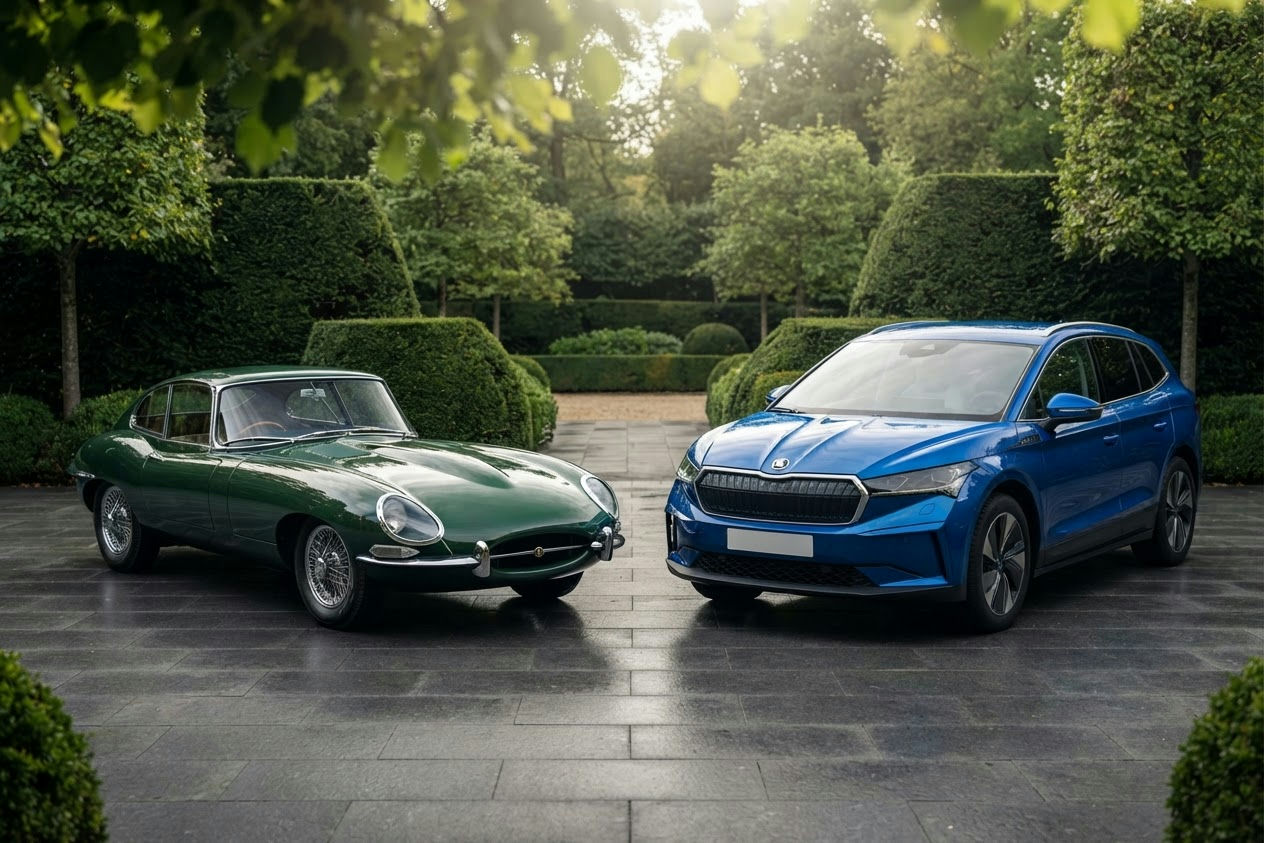 Jaguar Type E au Skoda Elroq : une famille automobile change d'époque