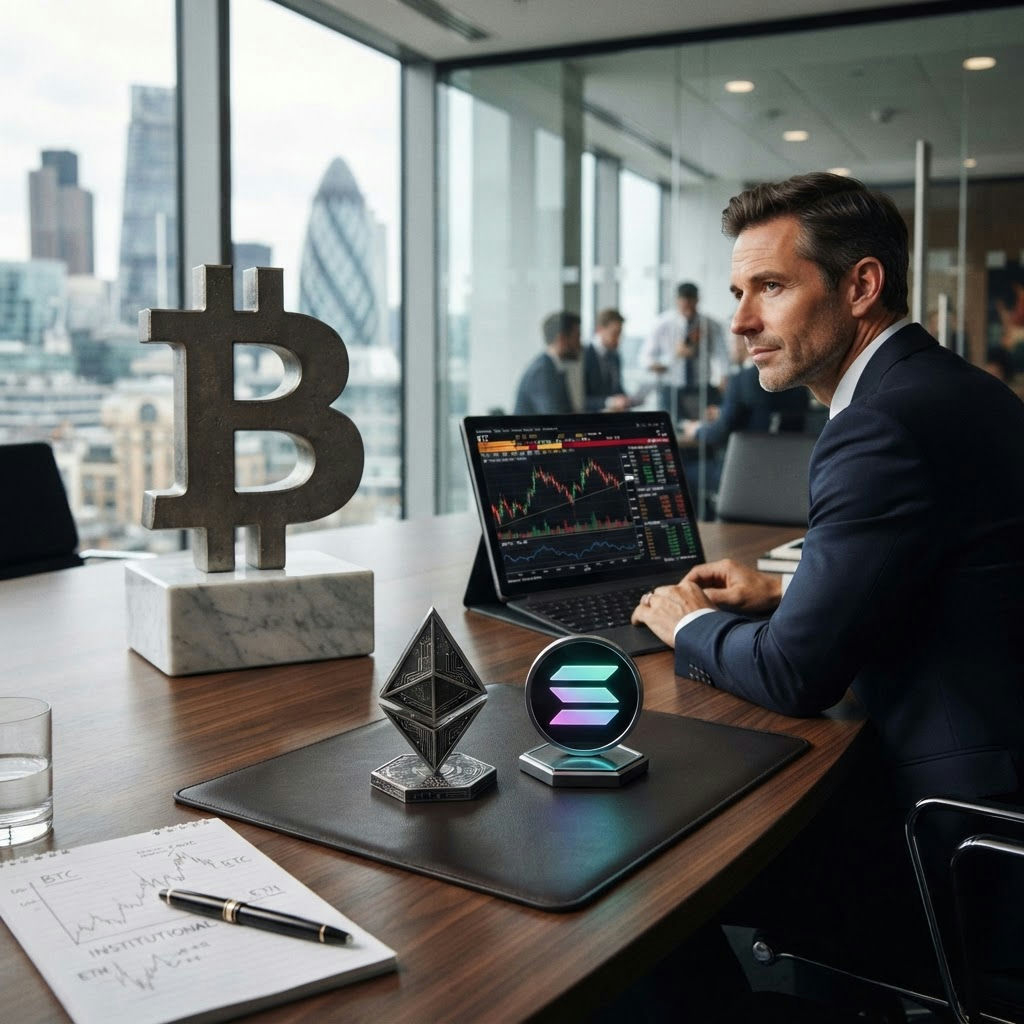 Institutions et cryptos: Bitcoin en pilier, Ethereum et Solana en pari