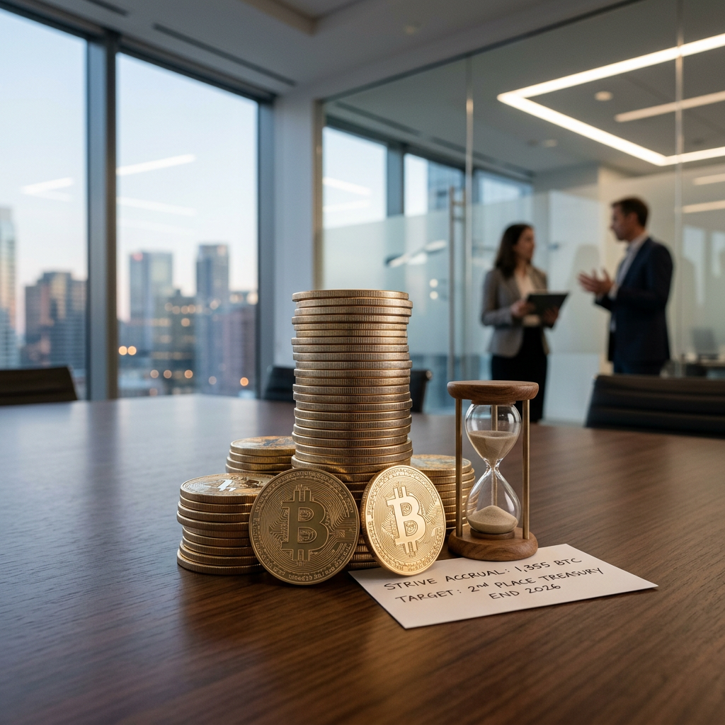 Strive acquiert 1 355 bitcoins, vise la 2e place des trésoreries fin 2026